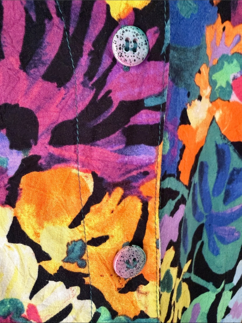Jams World Tropical Hawaiian Floral Short Sleeve Colorful Button-Up Shirt Small - Picture 3 of 8